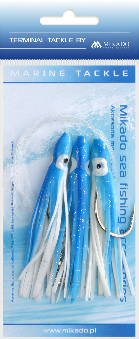 Mikado Meeres-Set - Octopus Rig 8cm - Haken 3x6/0 - Blau Und Weiss - 1 Satz