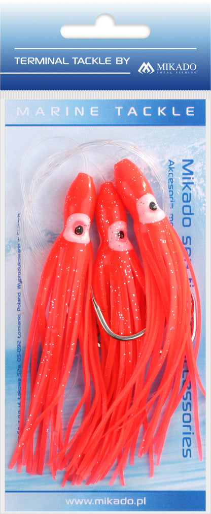 Mikado Meeres-Set - Octopus Rig 10cm - Haken 3x7/0 - Rot - 1 Satz