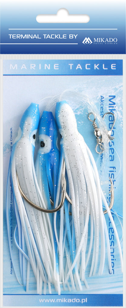 Mikado Meeres-Set - Octopus Rig 10cm - Haken 3x7/0 - Blau Und Weiss - 1 Satz