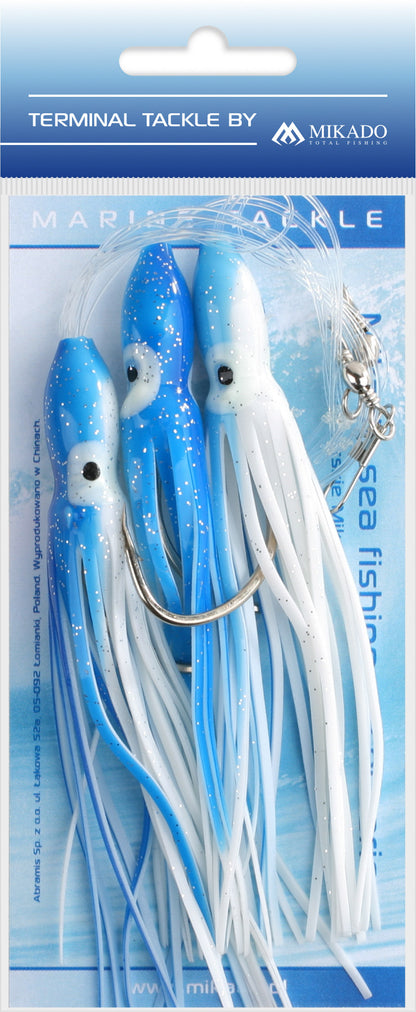 Mikado Meeres-Set - Octopus Rig 12cm - Haken 3x7/0 - Blau Und Weiss - 1 Satz