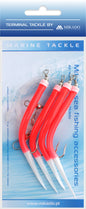 Mikado Meeres-Set - Gummi Makk Rig - Haken Grösse 3x6/0 - Rot - 1 Satz