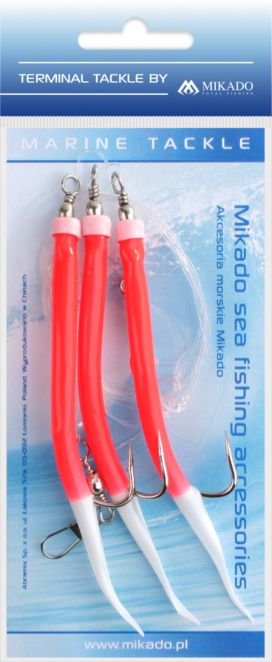 Mikado Meeres-Set - Gummi Makk Rig - Haken Grösse 3x4/0 - Rot - 1 Satz