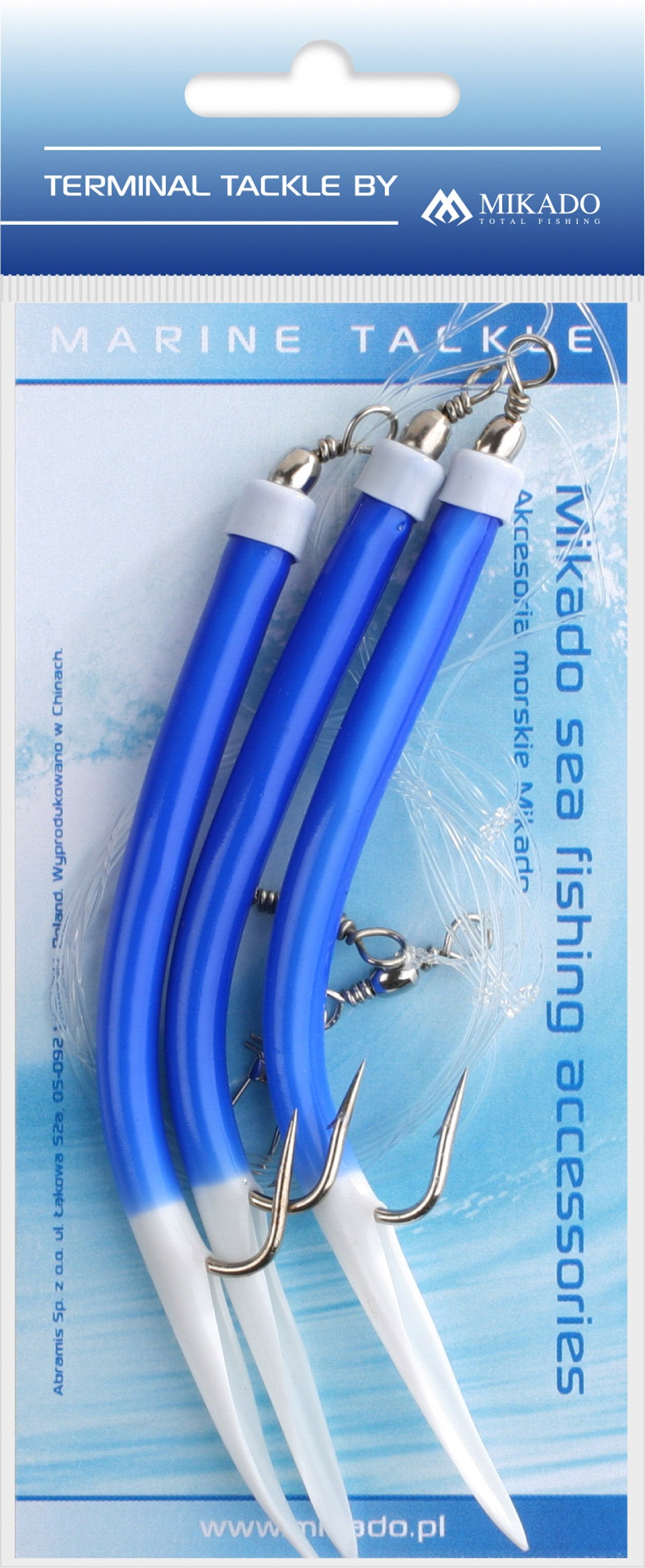 Mikado Meeres-Set - Gummi Makk Rig - Haken Grösse 3x6/0 - Blau - 1 Satz