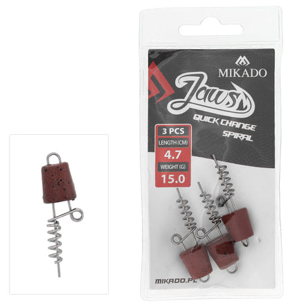 Mikado Schraube - Für Köder - Jaws Quick Change Spiral - 15gr - 4.7cm - 3 Stk.