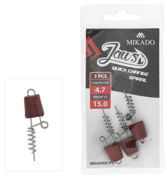 Mikado Schraube - Für Köder - Jaws Quick Change Spiral - 15gr - 4.7cm - 3 Stk.