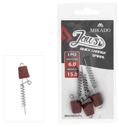 Mikado Schraube - Für Köder - Jaws Quick Change Spiral - 15gr - 6cm - 3 Stk.