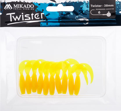 Mikado Köder - Twister 38mm/ Yellow - 10 Stk.