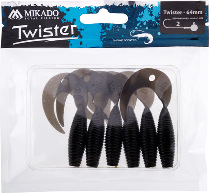 Mikado Köder - Twister 64mm/ Black - 6 Stk.