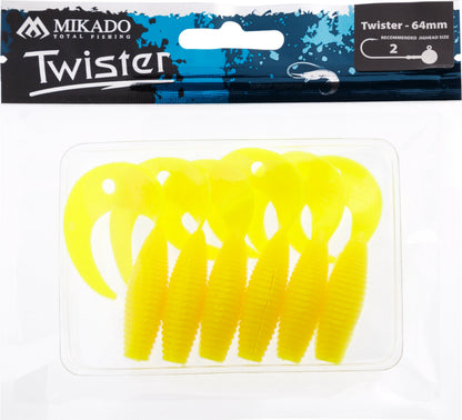 Mikado Köder - Twister 64mm/ Lemon - 6 Stk.