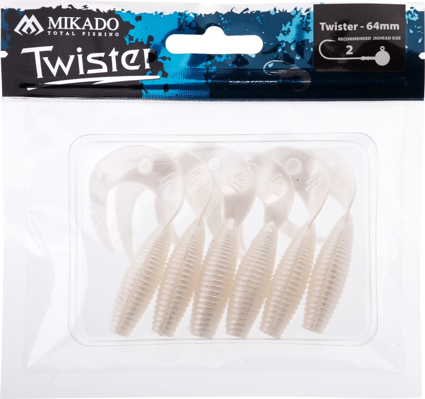 Mikado Köder - Twister 64mm/ Pearl - 6 Stk.