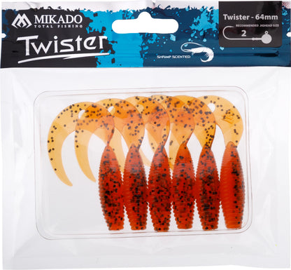 Mikado Köder - Twister 64mm/ Pepper Tea - 6 Stk.