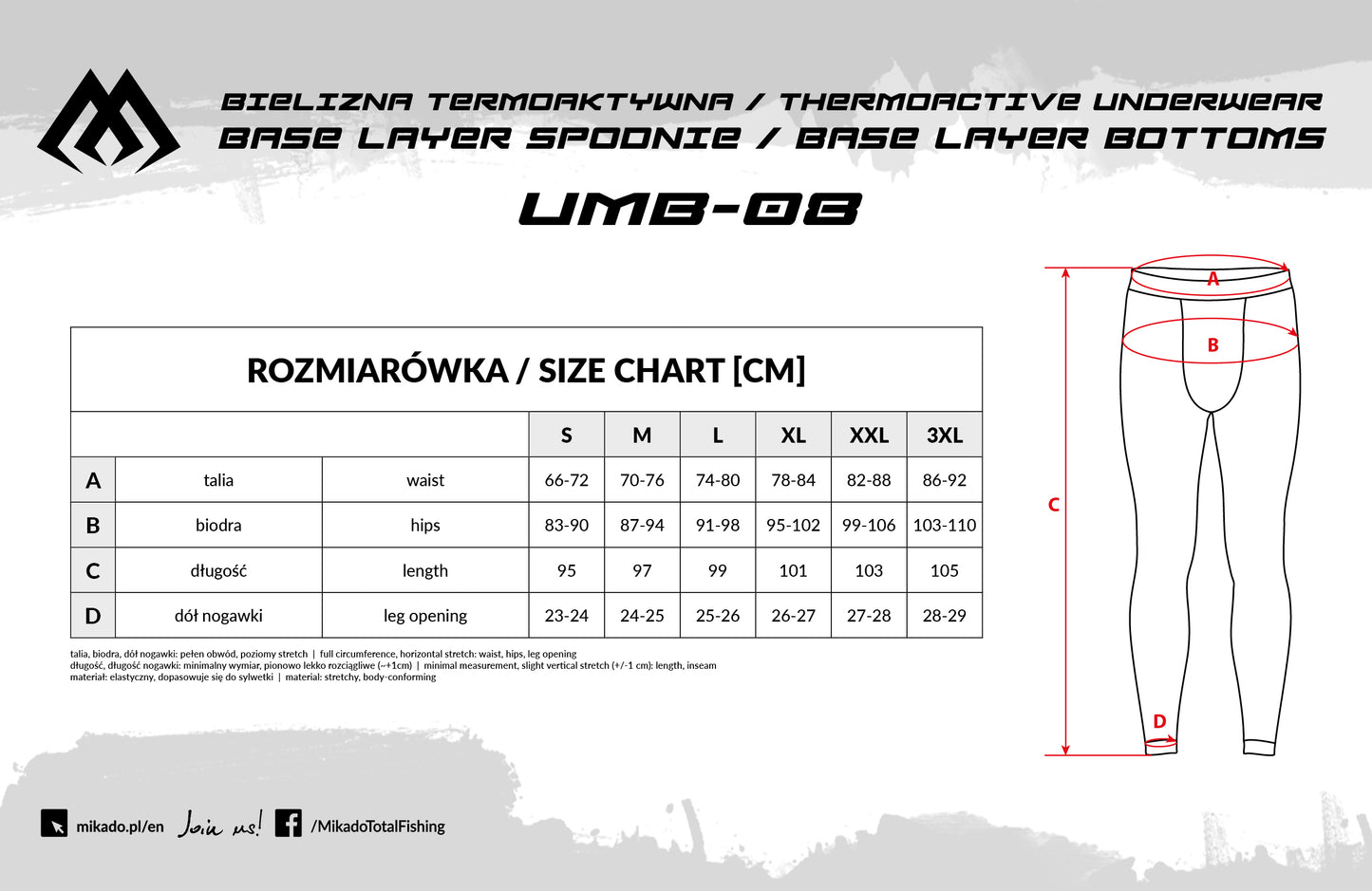 Mikado Thermoaktive Unterwäsche - Base Layer Hose - Größe M - 1 Stk.