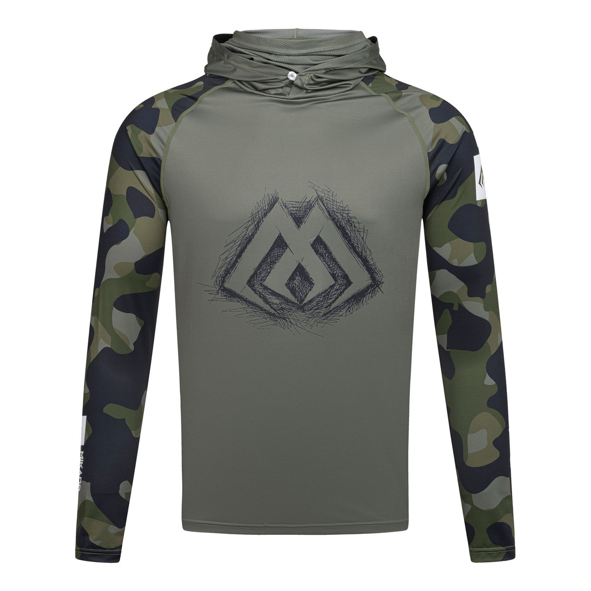 Mikado Longsleeve - Hoodie Mit Gesichtsschutz - Mit Upf-Filter - Green Camo - Größe 4XL - 1 Stk.