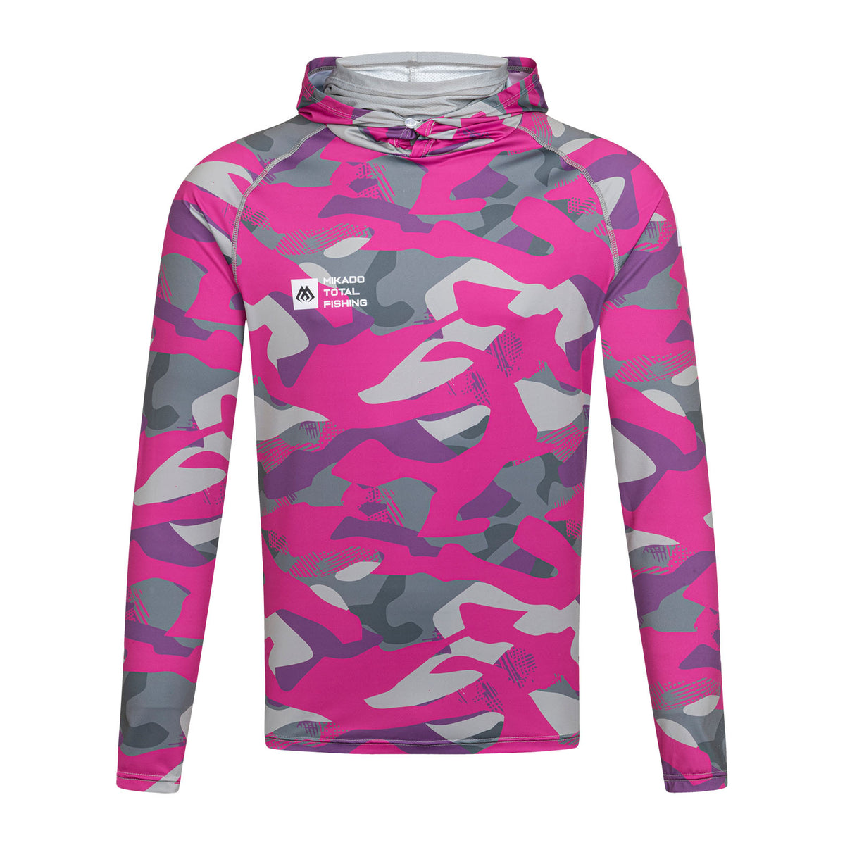 Mikado Damen Longsleeve - Hoodie Mit Gesichtsschutz - Mit Upf-Filter - Lady Camo - Größe S - 1 Stk.