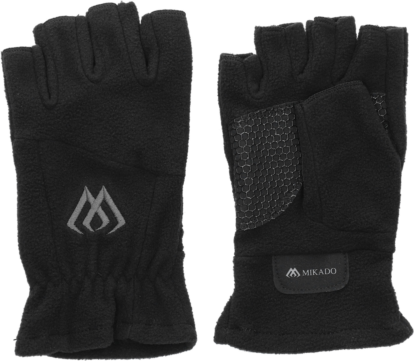 Mikado Fleecehandschuhe - Ohne Finger Größe M - Schwarz Und Grau - 1 Set.