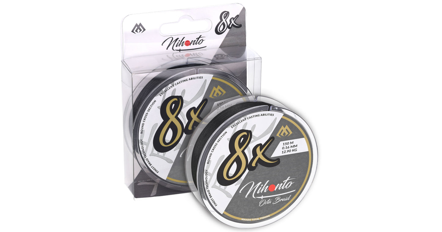 Mikado Geflochtene Schnüre - Nihonto Octa Braid - 0.08mm/5.15kg/150m - Schwarz - 1 Spule