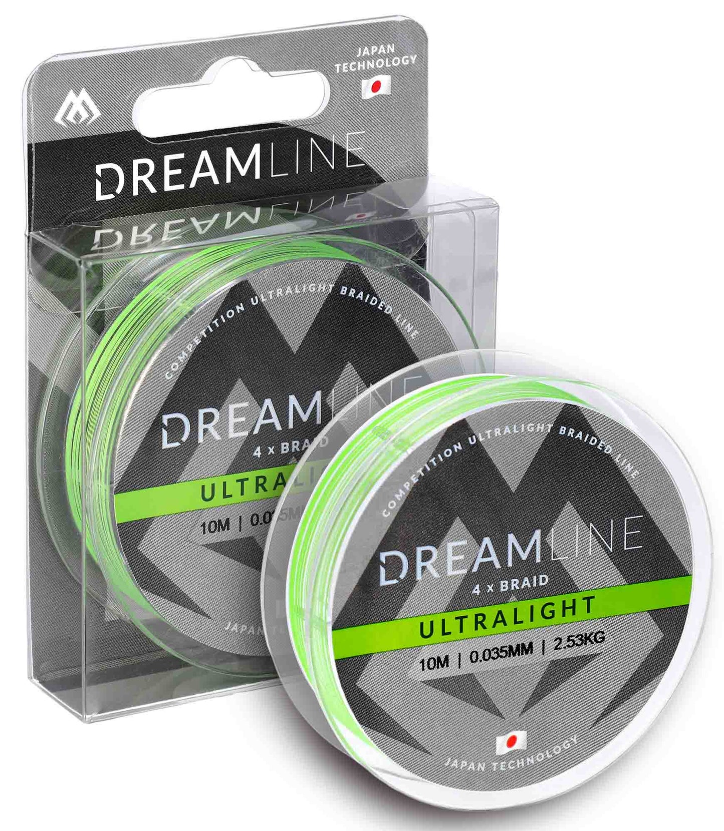 Mikado Geflochtene Schnüre - Dreamline Ultralight - 0.047mm/3.87kg/10m - Fluo Grün - 1 Spule
