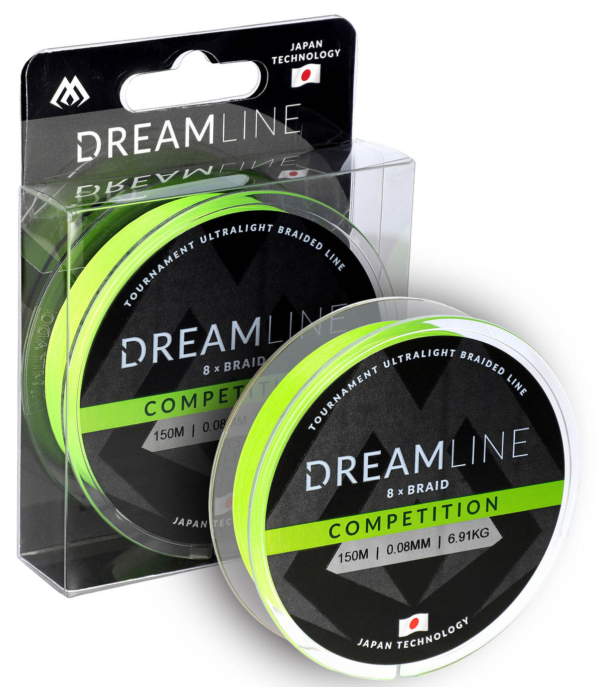 Mikado Geflochtene Schnüre - Dreamline Competition - 0.20mm/20.83kg/150m - Fluo Grün - 1 Spule