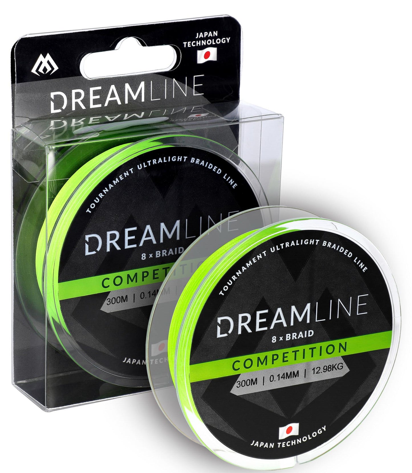Mikado Geflochtene Schnüre - Dreamline Competition - 0.18mm/18.32kg/300m - Fluo Grün - 1 Spule