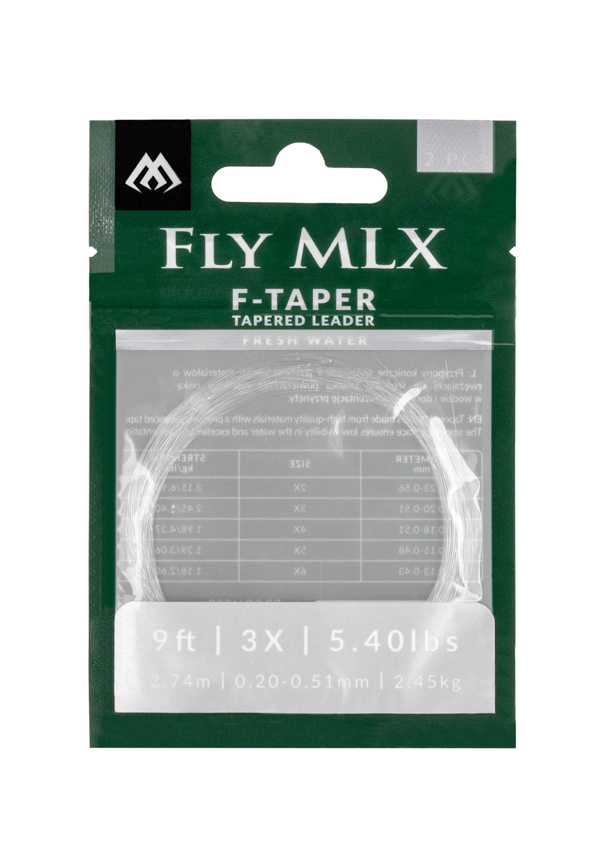 Mikado Konisches Fliegenvorfach - Fly Mlx F-Taper 9ft/2X (0.23mm) - 2 Stk.