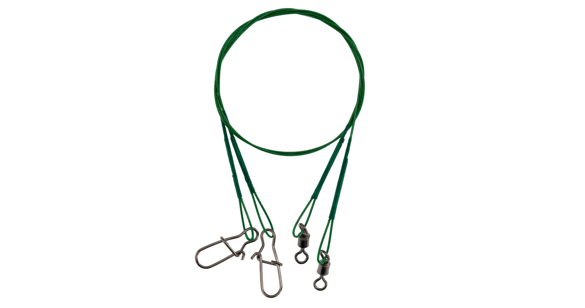 Mikado Stahl-Leader - Mit Wirbel Und Safety Snap 25cm/10kg - Grün - 2 Stk.