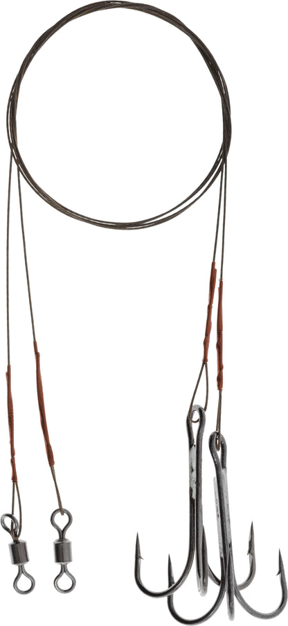 Mikado Stahl-Leader - Mit Wirbel Und Drilling 40cm/10kg - Braun - 2 Stk.