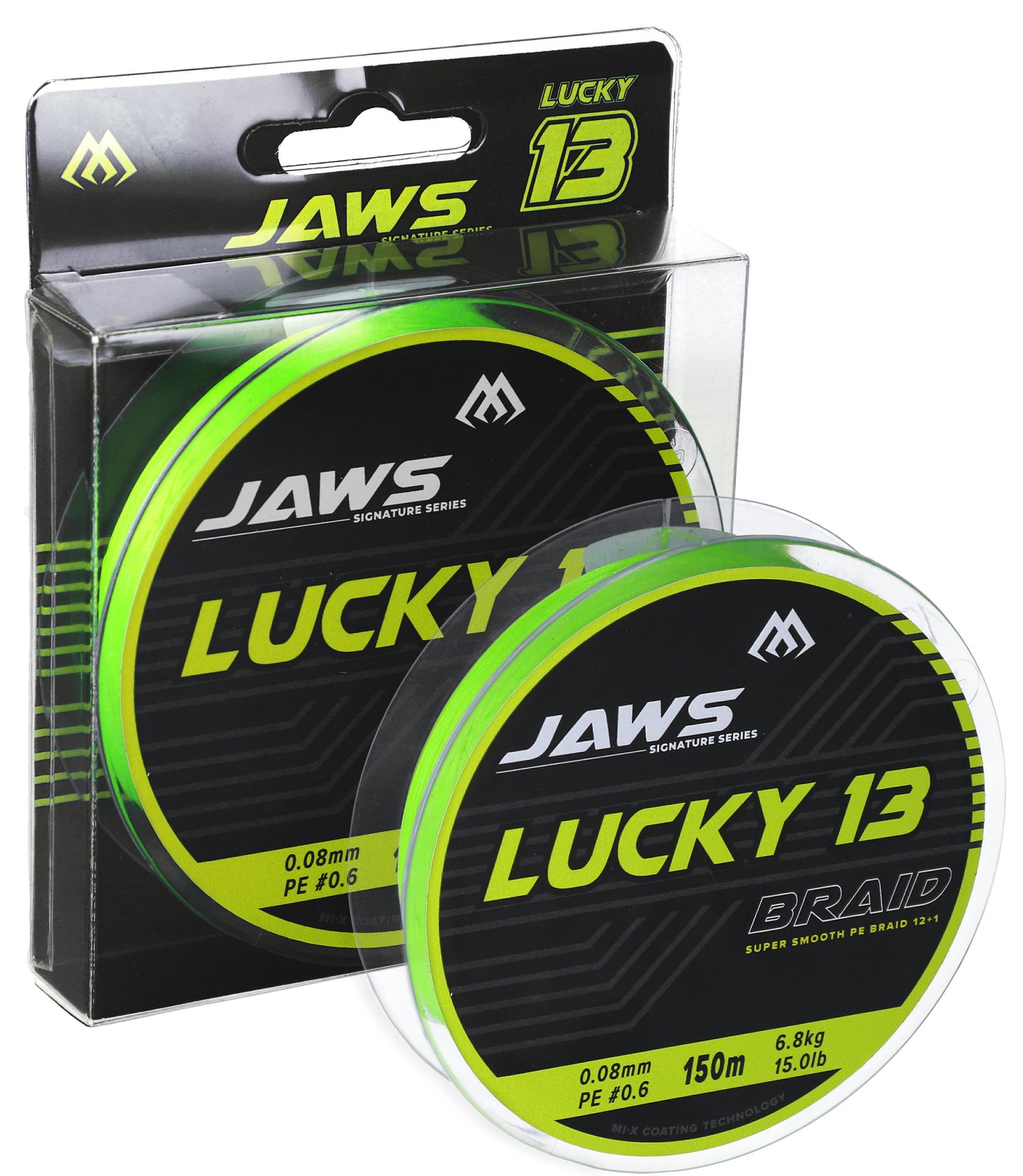Mikado Geflochtene Schnürea - Jaws Lucky 13 - 0.16mm/13.0kg/150m - Fluo Zielona - 1 Spule