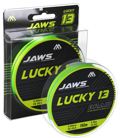 Mikado Geflochtene Schnürea - Jaws Lucky 13 - 0.18mm/15.0kg/150m - Fluo Zielona - 1 Spule