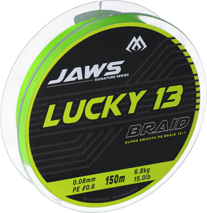 Mikado Geflochtene Schnürea - Jaws Lucky 13 - 0.20mm/17.7kg/150m - Fluo Zielona - 1 Spule
