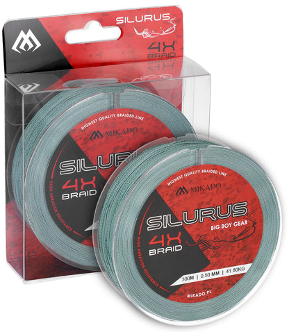 Mikado Geflochtene Schnüre - Silurus 4 X Braid - 0.35mm/33.40kg/300m - Grün - 1 Spule