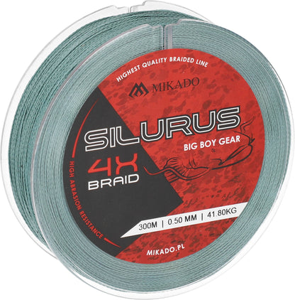 Mikado Geflochtene Schnüre - Silurus 4 X Braid - 0.50mm/41.80kg/300m - Grün - 1 Spule