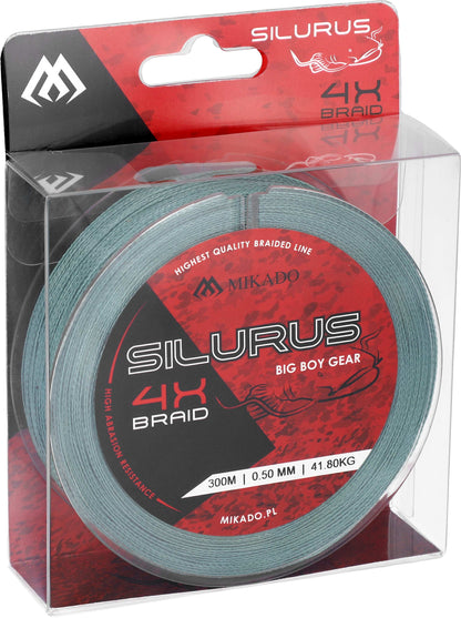Mikado Geflochtene Schnüre - Silurus 4 X Braid - 0.45mm/37.40kg/300m - Grün - 1 Spule