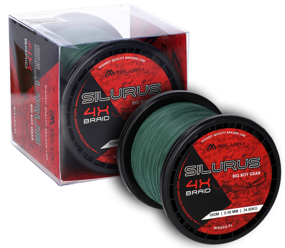 Mikado Geflochtene Schnüre - Silurus 4 X Braid - 0.45mm/37.40kg/600m - Grün - 1 Spule